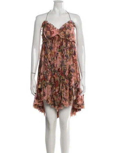 Pre-owned Zimmermann Silk Mini Dress In Pink