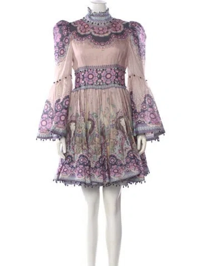 Pre-owned Zimmermann Silk Mini Dress In Purple