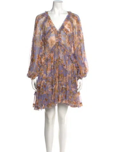 Pre-owned Zimmermann Silk Mini Dress In Purple