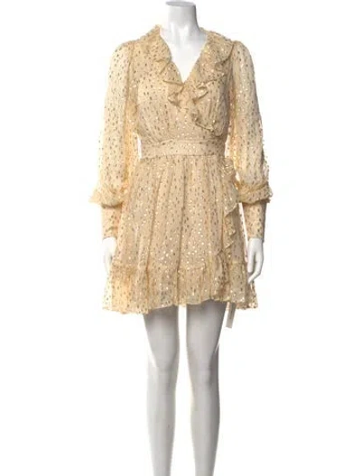 Pre-owned Zimmermann Silk Mini Dress W/ Tags In Metallic/neutrals