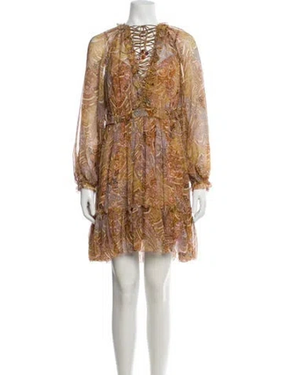 Pre-owned Zimmermann Silk Mini Dress W/ Tags In Orange