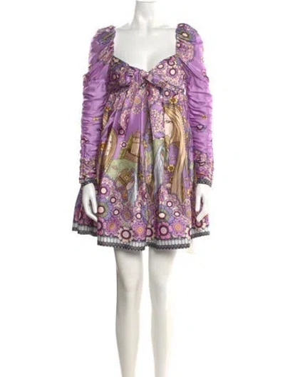 Pre-owned Zimmermann Silk Mini Dress W/ Tags In Purple