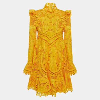 Pre-owned Zimmermann Silk Mini Dress In Yellow