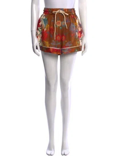 Pre-owned Zimmermann Silk Mini Shorts In Brown
