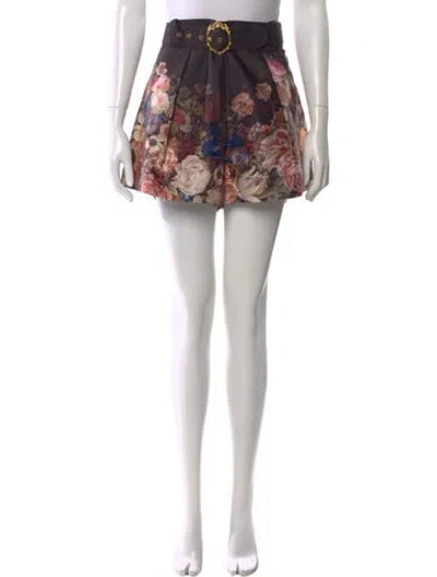 Pre-owned Zimmermann Silk Mini Shorts In Brown