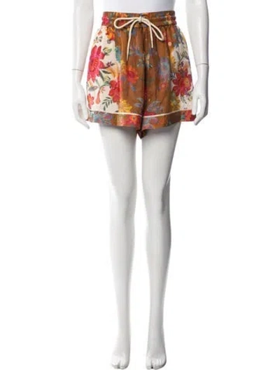 Pre-owned Zimmermann Silk Mini Shorts In Brown