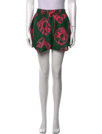 Pre-owned Zimmermann Silk Mini Shorts In Green/pink