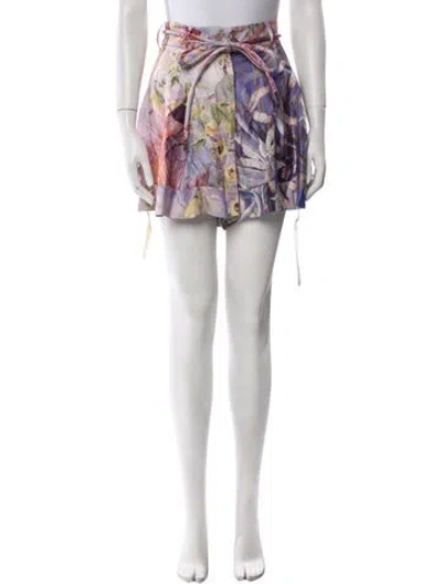 Pre-owned Zimmermann Silk Mini Shorts In Purple
