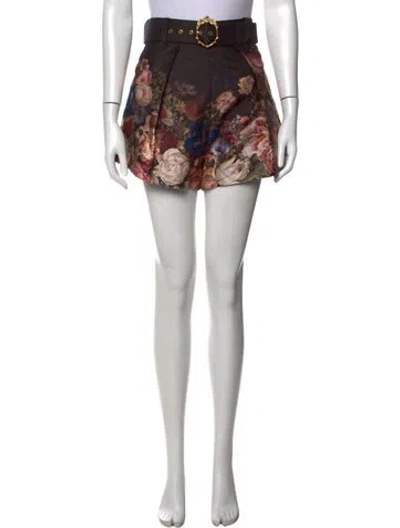 Pre-owned Zimmermann Silk Mini Shorts W/ Tags In Brown