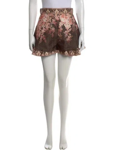 Pre-owned Zimmermann Silk Mini Shorts W/ Tags In Pink