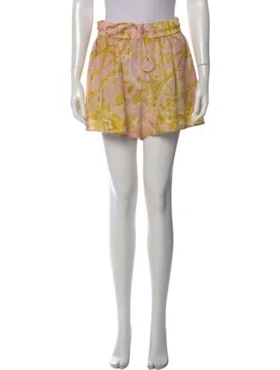 Pre-owned Zimmermann Silk Mini Shorts In Yellow