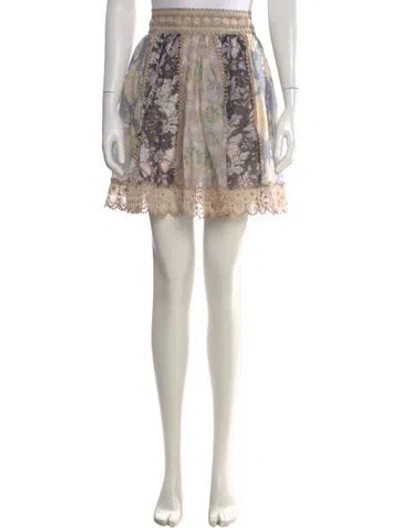 Pre-owned Zimmermann Silk Mini Skirt In Neutral