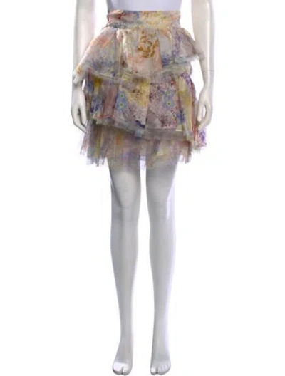 Pre-owned Zimmermann Silk Mini Skirt In Neutrals