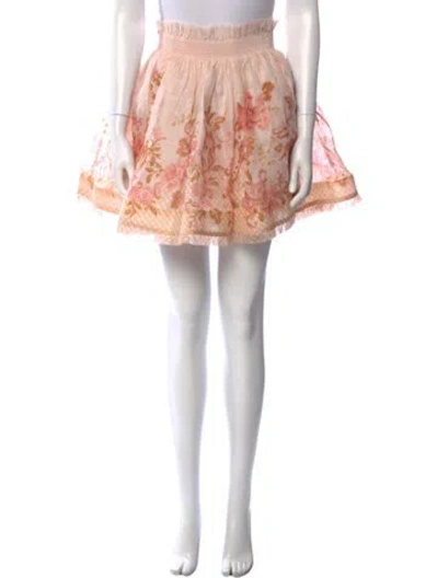 Pre-owned Zimmermann Silk Mini Skirt W/ Tags In Pink