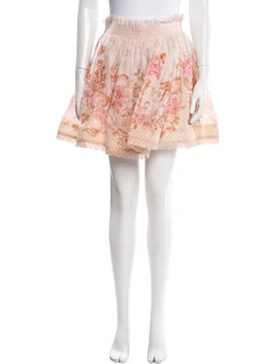 Pre-owned Zimmermann Silk Mini Skirt W/ Tags In Pink