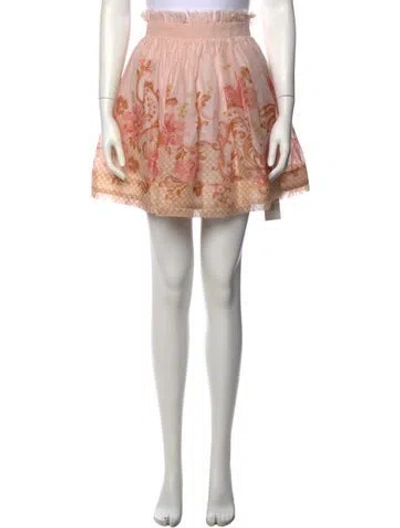 Pre-owned Zimmermann Silk Mini Skirt W/ Tags In Pink