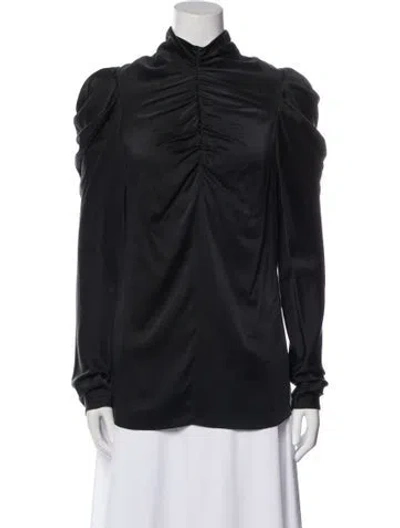 Pre-owned Zimmermann Silk Mock Neck Blouse In Black