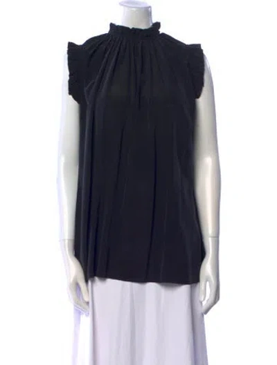 Pre-owned Zimmermann Silk Mock Neck Blouse In Black