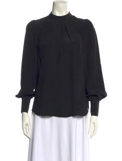 Pre-owned Zimmermann Silk Mock Neck Blouse In Black