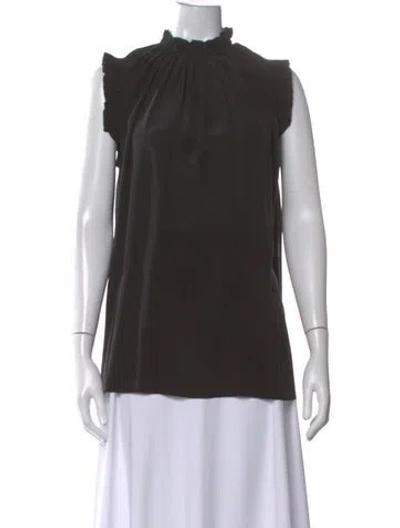 Pre-owned Zimmermann Silk Mock Neck Blouse In Black