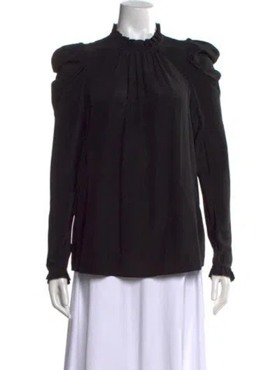 Pre-owned Zimmermann Silk Mock Neck Blouse In Black