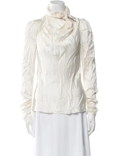 Pre-owned Zimmermann Silk Mock Neck Blouse In Neutral