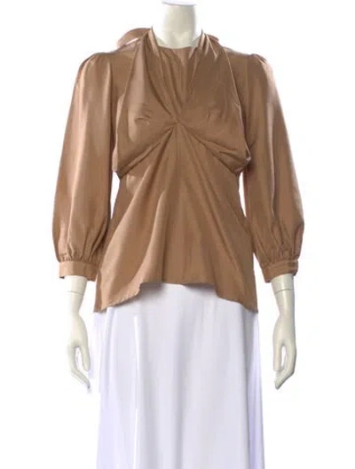 Pre-owned Zimmermann Silk Mock Neck Blouse In Neutral