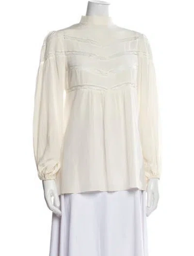 Pre-owned Zimmermann Silk Mock Neck Blouse In Neutral