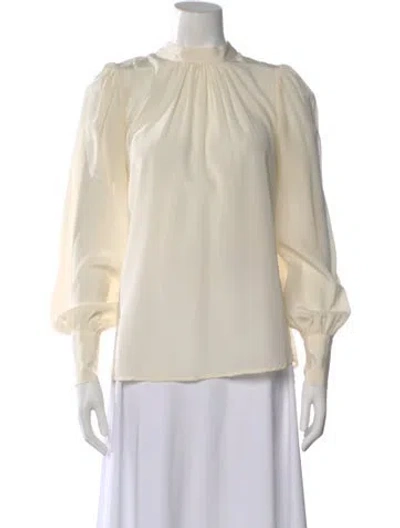 Pre-owned Zimmermann Silk Mock Neck Blouse In Neutral