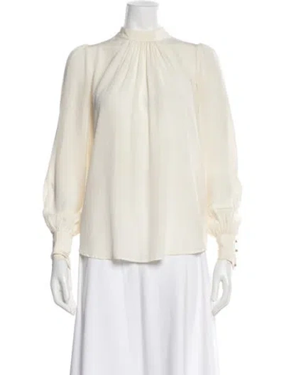 Pre-owned Zimmermann Silk Mock Neck Blouse In Neutral