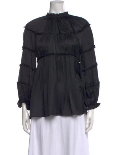Pre-owned Zimmermann Silk Mock Neck Blouse W/ Tags In Black