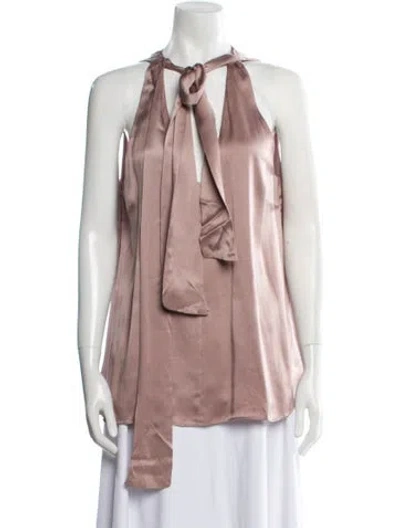 Pre-owned Zimmermann Silk Mock Neck Blouse W/ Tags In Pink