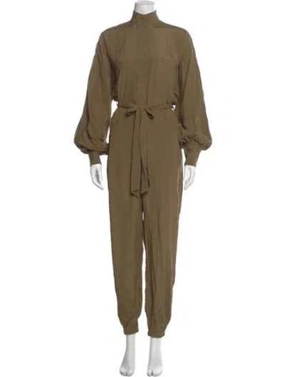 Pre-owned Zimmermann Silk Mock Neck Jumpsuit In Green