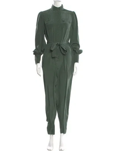 Pre-owned Zimmermann Silk Mock Neck Jumpsuit In Green