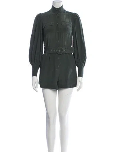 Pre-owned Zimmermann Silk Mock Neck Romper In Green