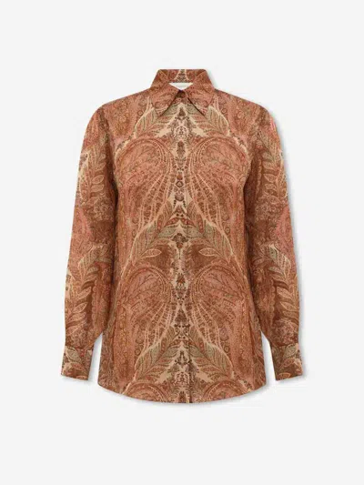 Zimmermann Silk Paisley Blouse In Brown