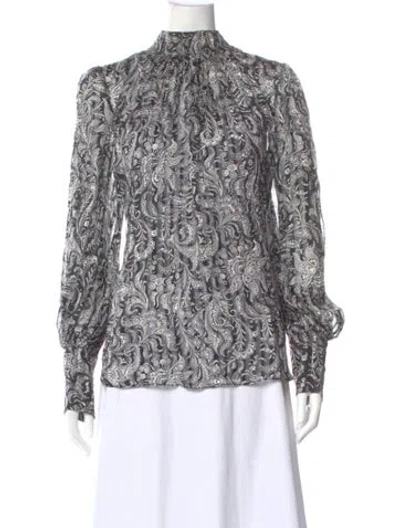 Pre-owned Zimmermann Silk Paisley Print Blouse In Black