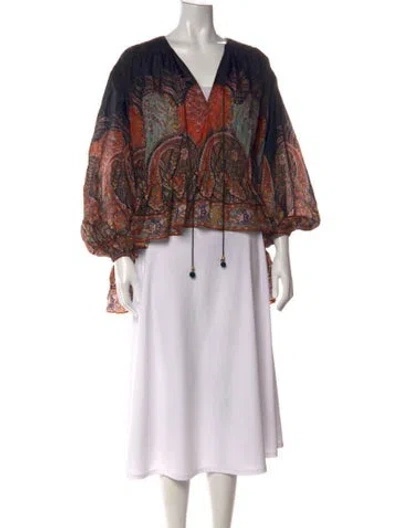Pre-owned Zimmermann Silk Paisley Print Blouse In Black