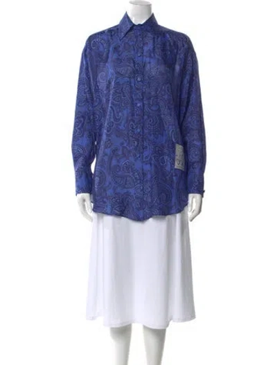 Pre-owned Zimmermann Silk Paisley Print Blouse In Blue