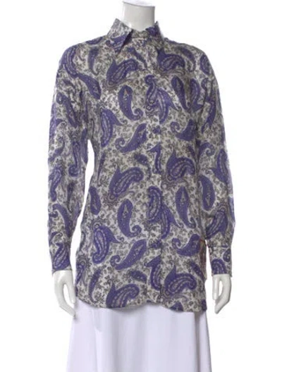 Pre-owned Zimmermann Silk Paisley Print Blouse In Blue
