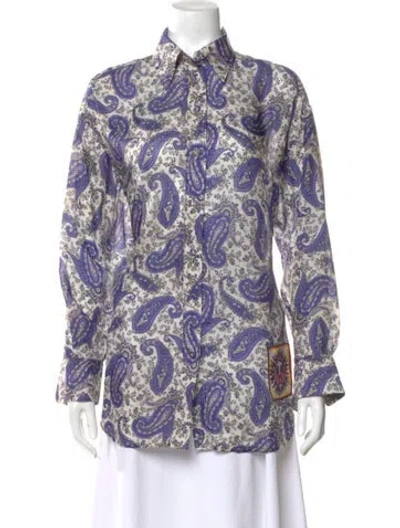 Pre-owned Zimmermann Silk Paisley Print Blouse In Blue