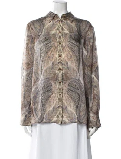 Pre-owned Zimmermann Silk Paisley Print Blouse In Blue