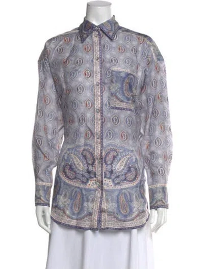 Pre-owned Zimmermann Silk Paisley Print Blouse In Blue