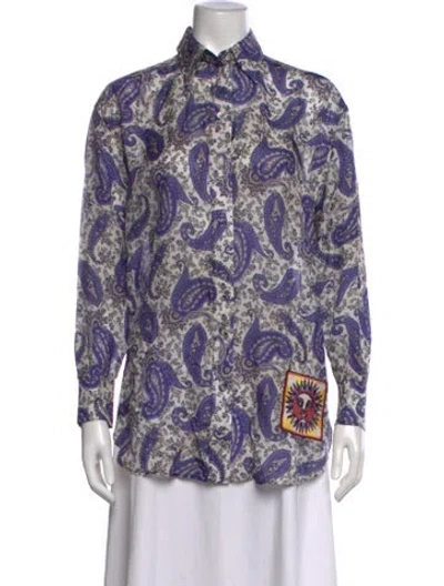 Pre-owned Zimmermann Silk Paisley Print Blouse In Blue