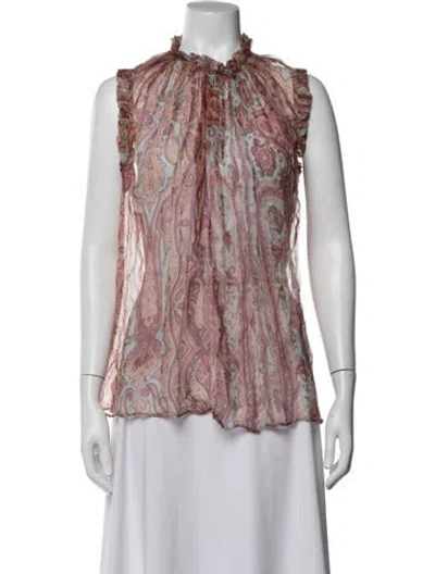 Pre-owned Zimmermann Silk Paisley Print Blouse In Blue/orange/purple