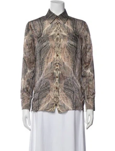 Pre-owned Zimmermann Silk Paisley Print Blouse In Green