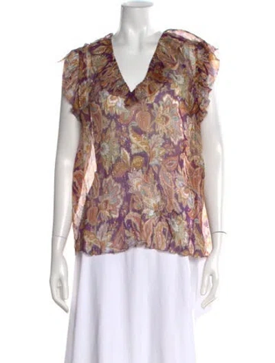 Pre-owned Zimmermann Silk Paisley Print Blouse In Multi