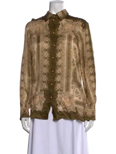 Pre-owned Zimmermann Silk Paisley Print Blouse In Multicolor