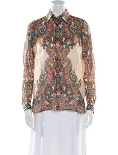 Pre-owned Zimmermann Silk Paisley Print Blouse In Multicolor