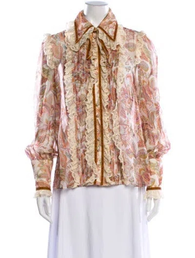 Pre-owned Zimmermann Silk Paisley Print Blouse In Neutral